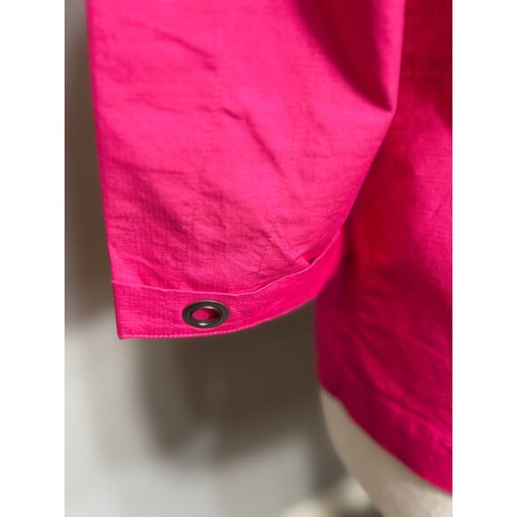 Chico's jacket 100% cotton 3/4 sleeve cinched waist pockets collar zip Sz 0 US S - Picture 6 of 10